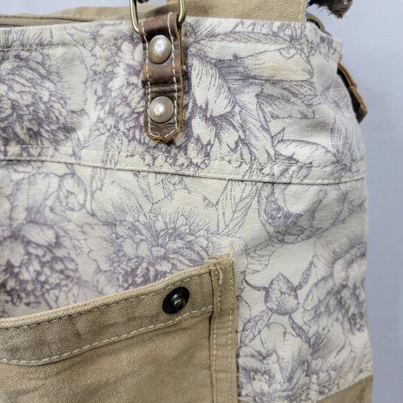 Boho Floral Canvas Tote Bag | Made in India | Slouchy Carryall 16"x15" - Picture 8 of 14